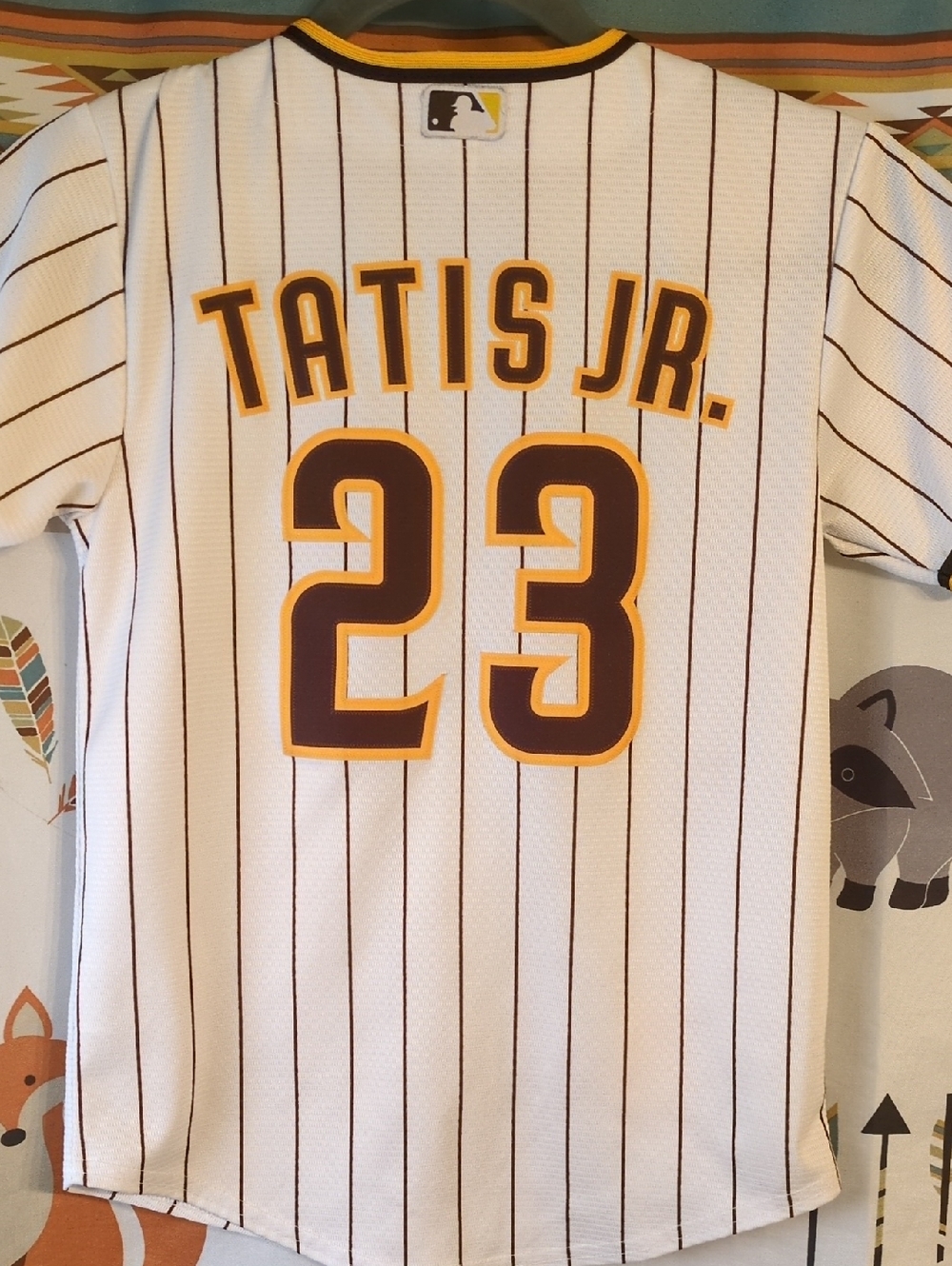 Nike MLB Tatis Jr. #23 White Brown Gold Pinstripe Kids Jersey